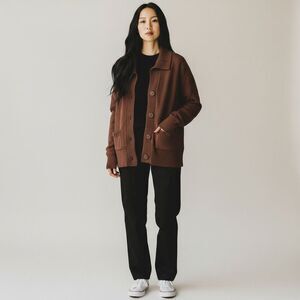 Jones New York Signature  Brown Button Jacket – Women’s Size Large Cozy Knit
